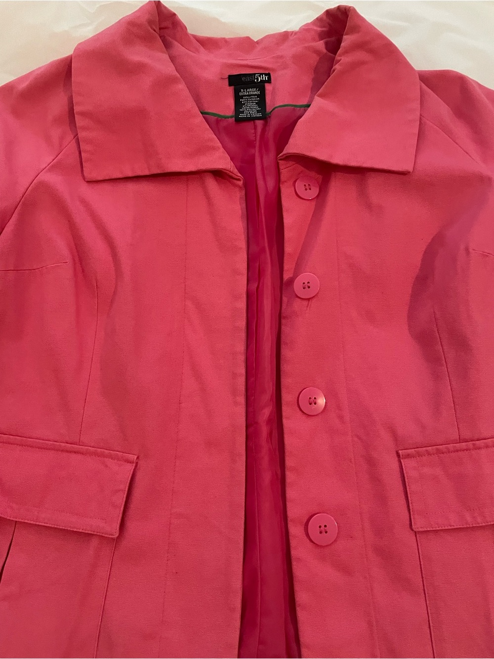 East 5th Women's Bright Pink Button-Front Trench Coat